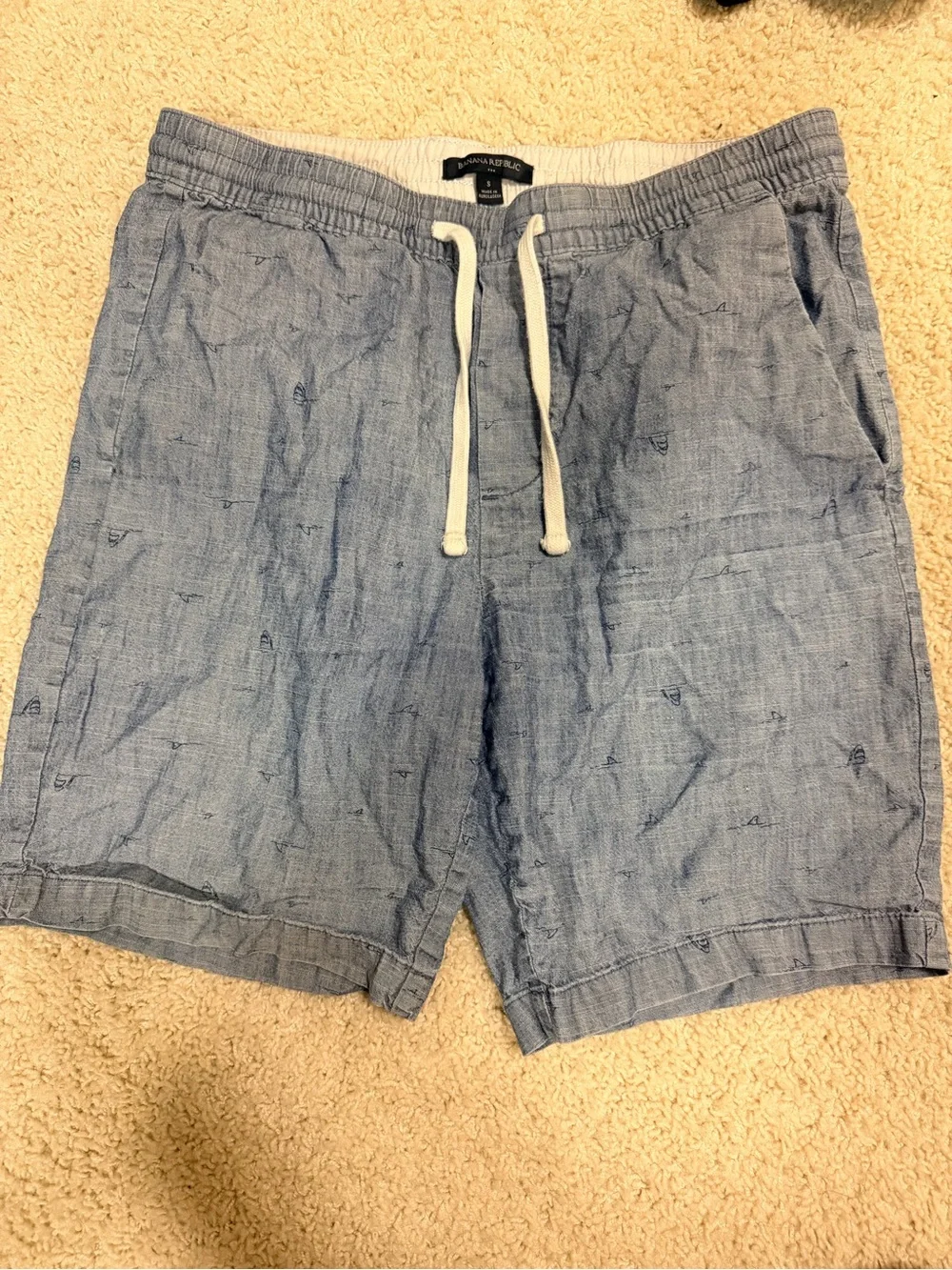 Banana Republic Blue Chambray Elastic Waist Shorts